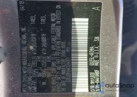 2019 Toyota Highlander Se z USA, uszkodzony, nr VIN 5TDJZRFH4KS594927